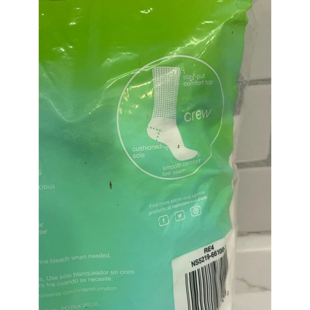 No Nonsense Cushioned Crew Cotton Socks Women Size 4-10 White 6 Pack New